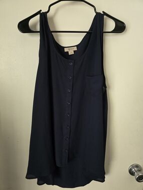 Style & Co. Navy Button-Front Tank Top